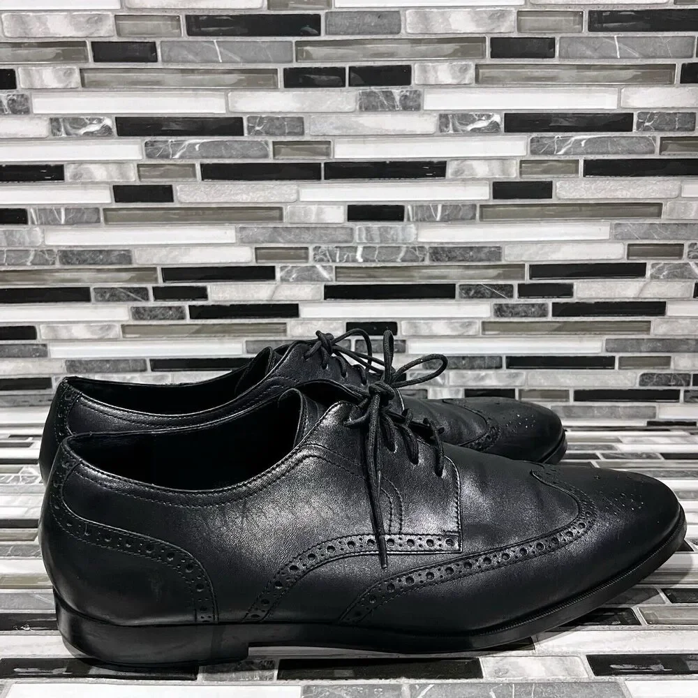 Cole Haan Grand OS C23793 Jefferson Leather Black‎ Wingtip Shoes Mens Size 13 M